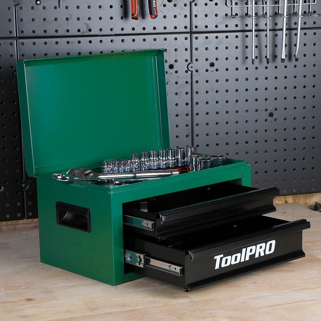 ToolPRO 15" Heavy Duty Mini Tool Chest Green, , scanz_hi-res