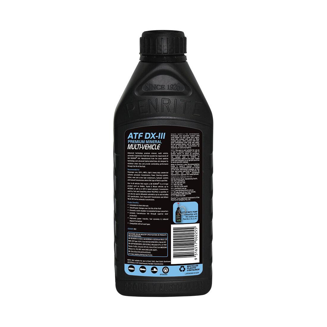 Penrite Automatic Transmission Fluid - DX-III, 1 Litre, , scanz_hi-res