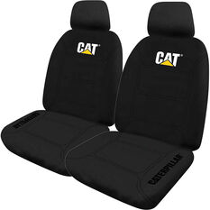 Caterpillar Neoprene Seat Covers Black Adjustable Headrests Size 30 Front Pair Airbag Compatible, , scanz_hi-res