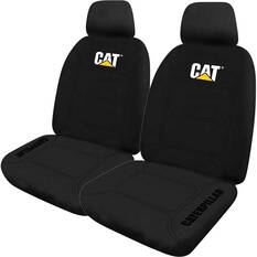 CAT Neoprene Seat Covers Black Adjustable Headrests Size 30 Front Pair Airbag Compatible, , scanz_hi-res