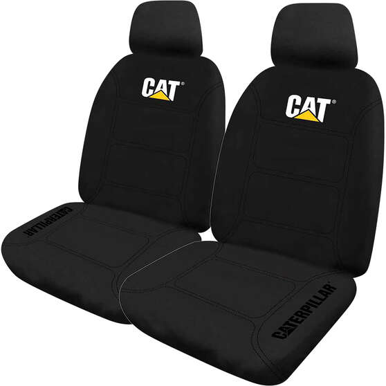 CAT Neoprene Seat Covers Black Adjustable Headrests Size 30 Front Pair Airbag Compatible, , scanz_hi-res