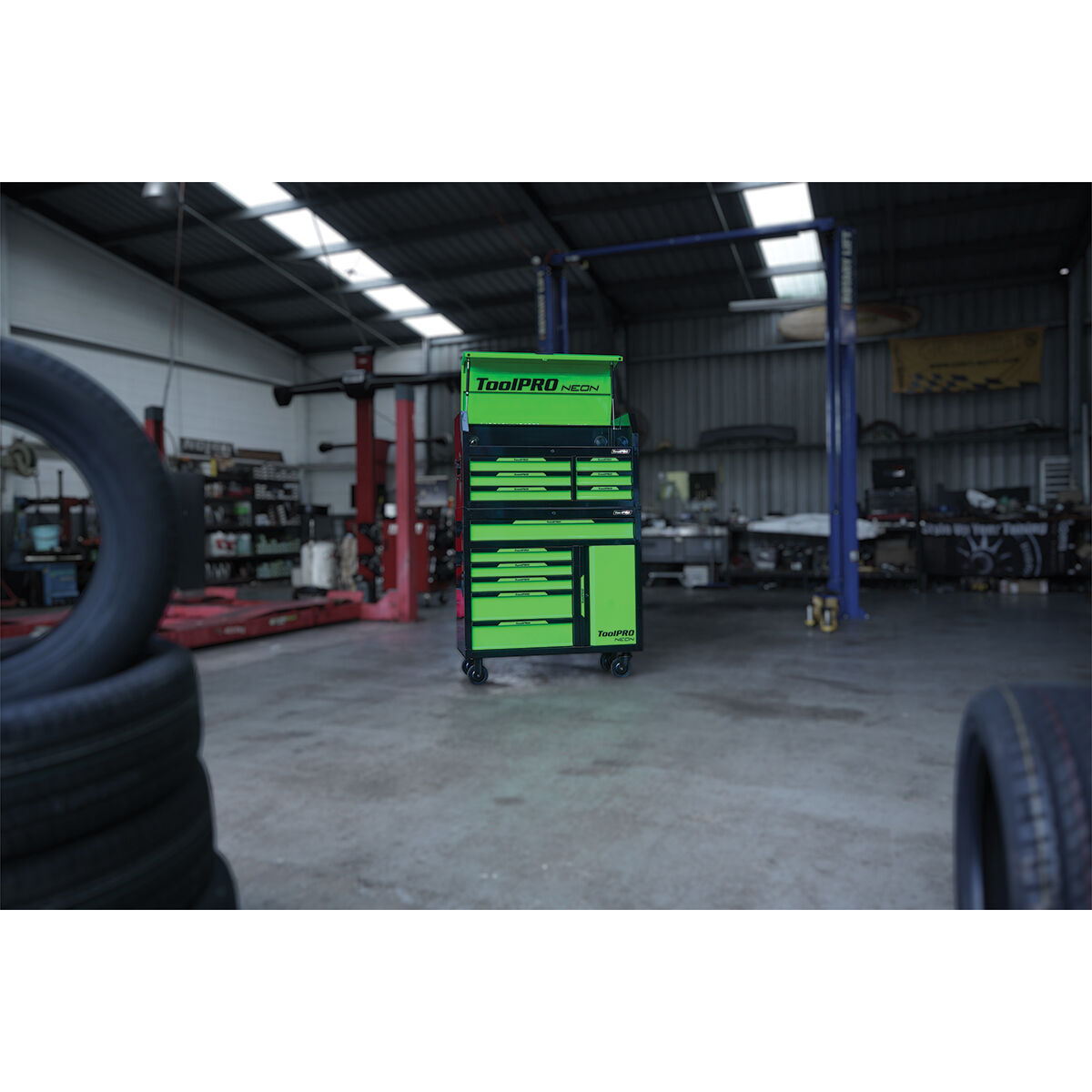 ToolPRO Neon Tool Cabinet Green 6 Drawer 42 Inch, , scanz_hi-res