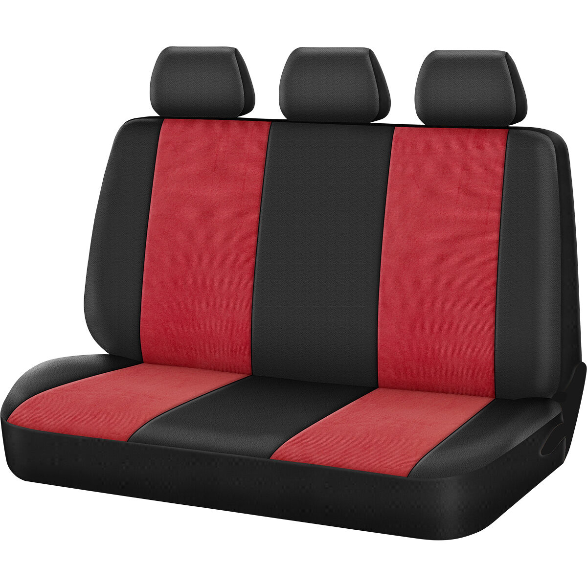 SCA Cord Seat Covers Red Black Adjustable Headrests Rear Bench