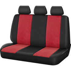 SCA Cord Seat Covers Red/Black Adjustable Headrests Rear Bench, , scanz_hi-res
