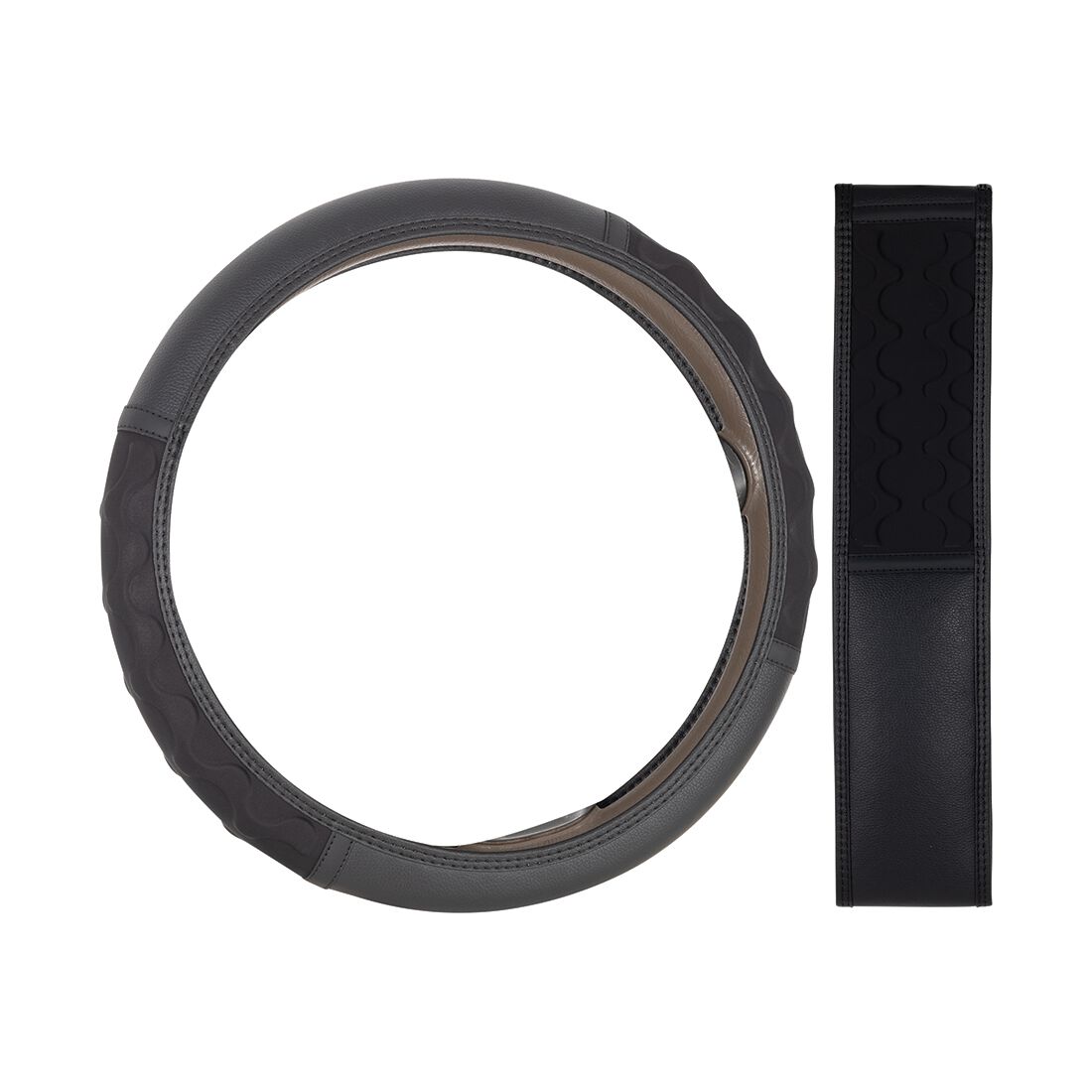 SCA Soft Steering Wheel Cover Leather Look Gel Black, , scanz_hi-res