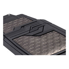 SCA Checkerplate Pattern Car Floor Mats PVC Gun Metal Grey Set of 4, , scanz_hi-res