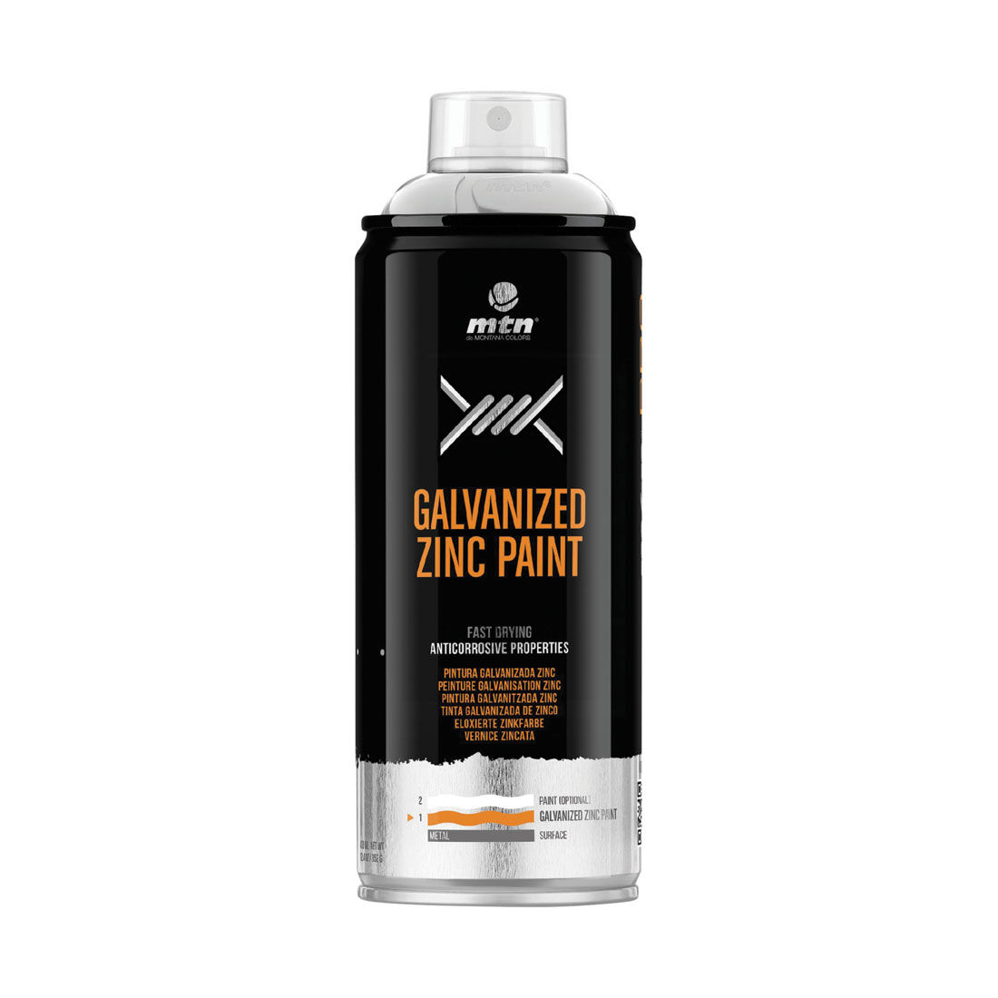 MTN Pro Galvanized Gloss Silver Zinc Spray Paint 400mL, , scanz_hi-res