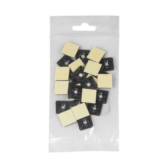 SCA Cable Tie Mounts Small 19mm x 19mm, Pack of 25, Black, , scanz_hi-res