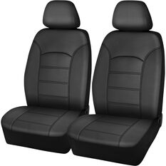 SCA Leather Look Seat Covers Black Adjustable Headrests Airbag Compatible 30SAB, , scanz_hi-res