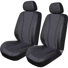 SCA Leather Look & Black Lace Seat Covers - Black, Adjustable Headrets, Airbag Compatible, , scanz_hi-res