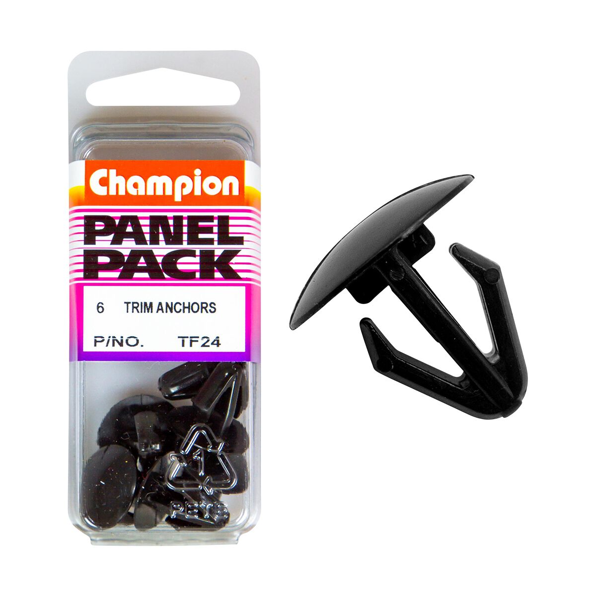 Champion Panel Pack Anchor Trim Clips Black TF24, 8mmx15mm, , scanz_hi-res