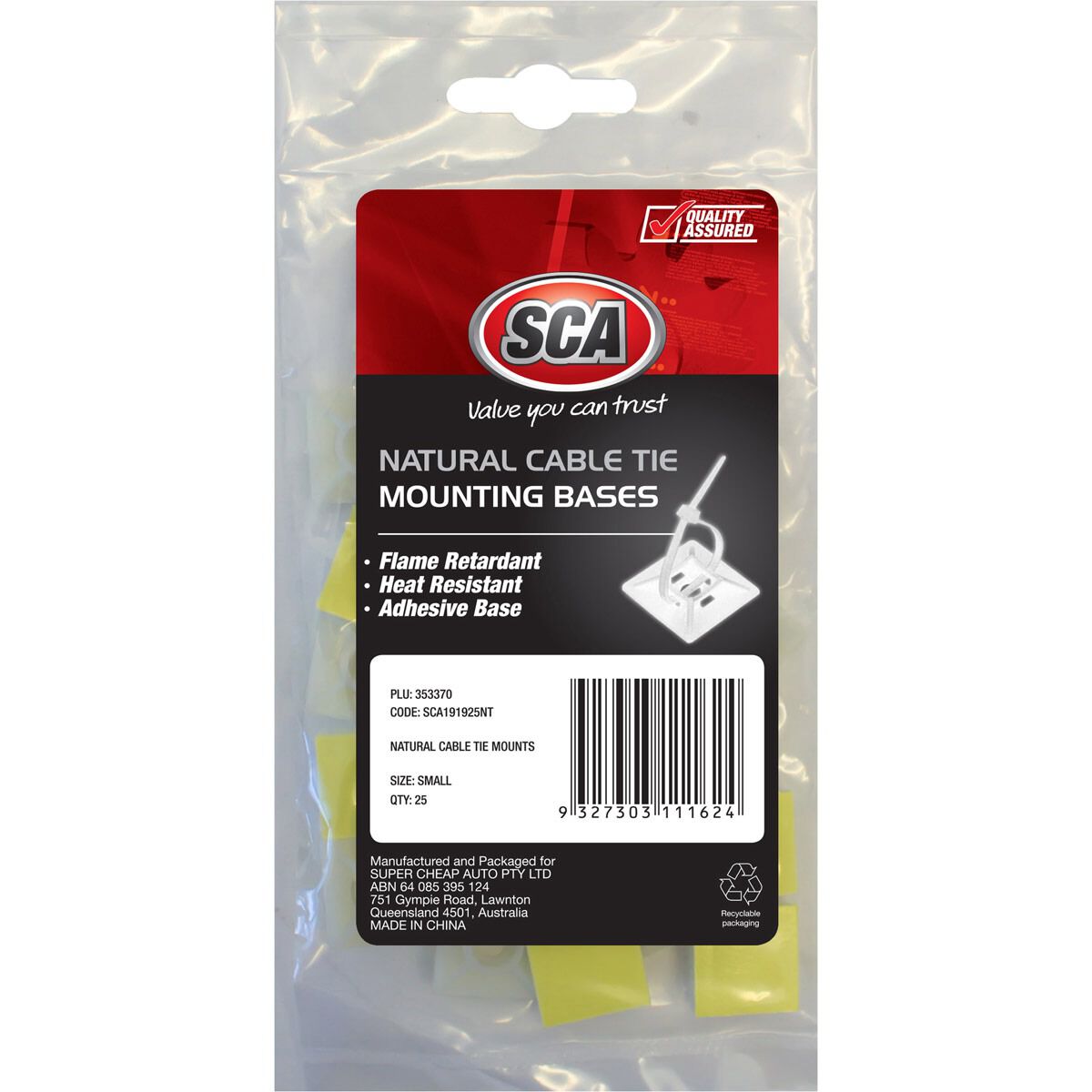 SCA Cable Tie Mounts Small White 25 Pack Supercheap Auto New
