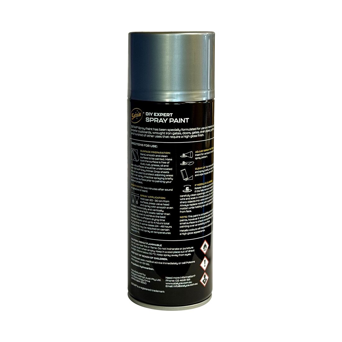 5 Star Enamel Spray Paint Silver 250g, , scanz_hi-res