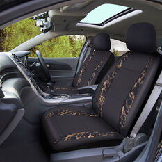 SCA Leather Look & PVC Seat Covers Black/Gold Adjustable Headrests Airbag Compatible, , scanz_hi-res