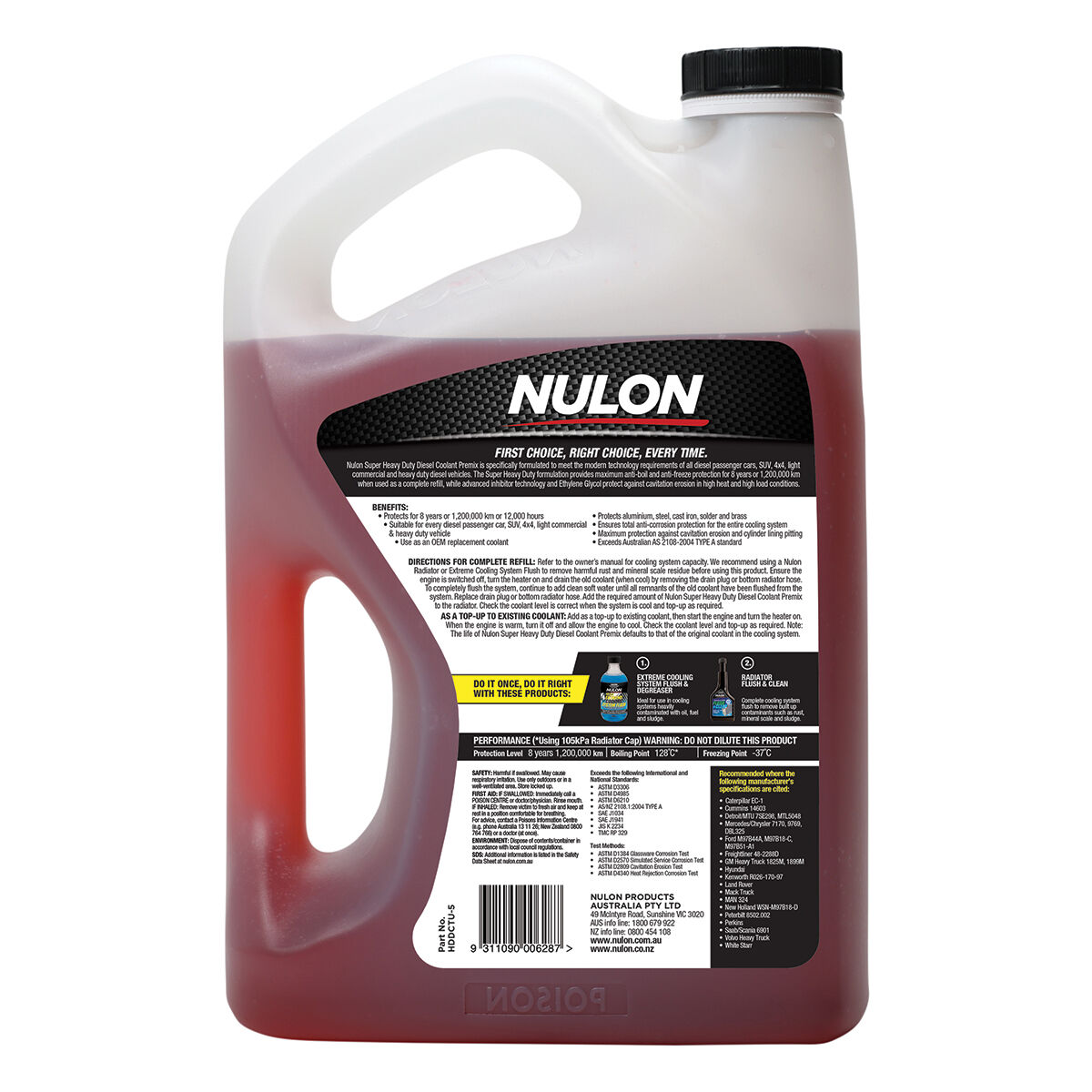 Nulon Red Heavy Duty Diesel Coolant Premix - 5 Litres, , scanz_hi-res