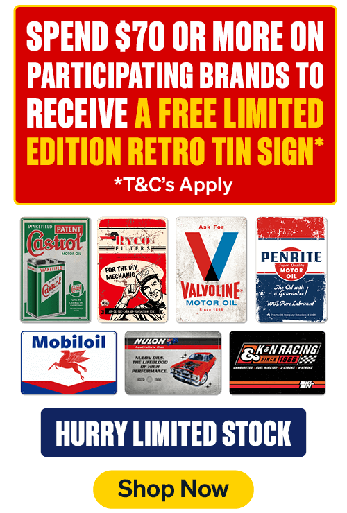 Free Retro Tin Sign With $70 Spend On select Brands